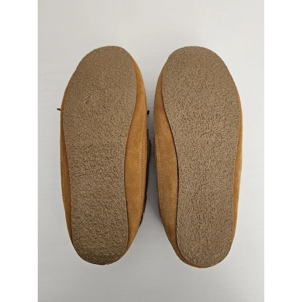 NWOT Nordstrom Men's Micah Suede Moccasin Slippers Faux Fur Lined Chestnut‎ 7-8